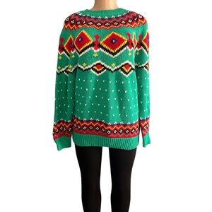 Complements Vintage Colorful Geometric Knit Sweater